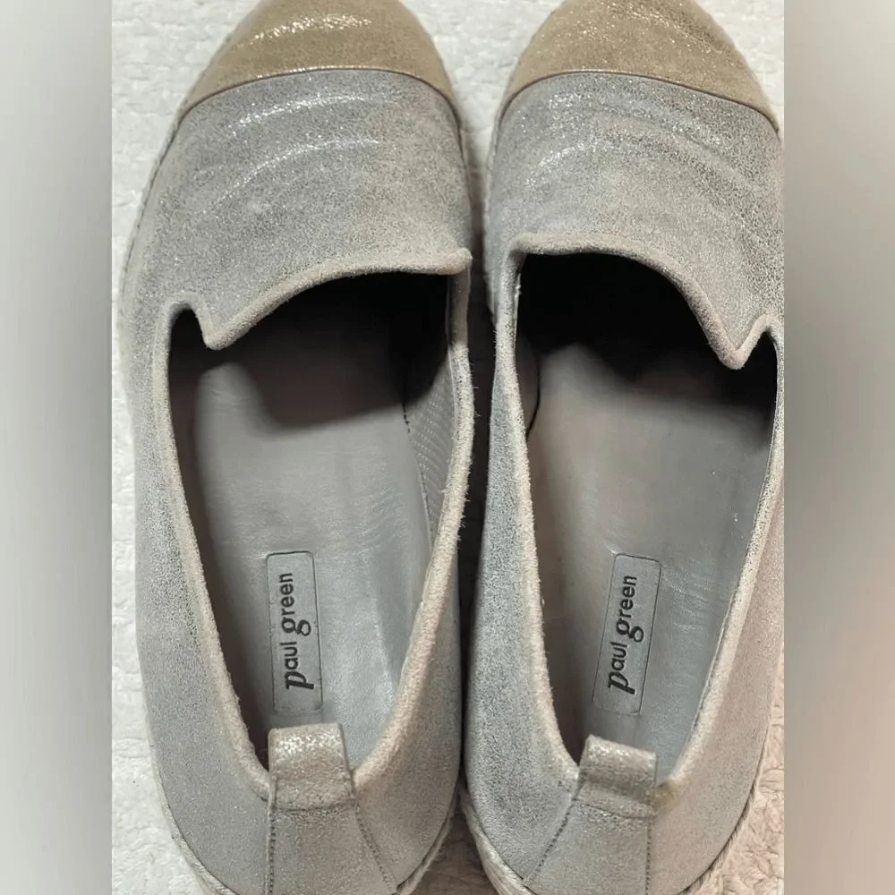 Paul Green Joaquin Espadrille in silver and gold metallic size 7.5 UK/10 US